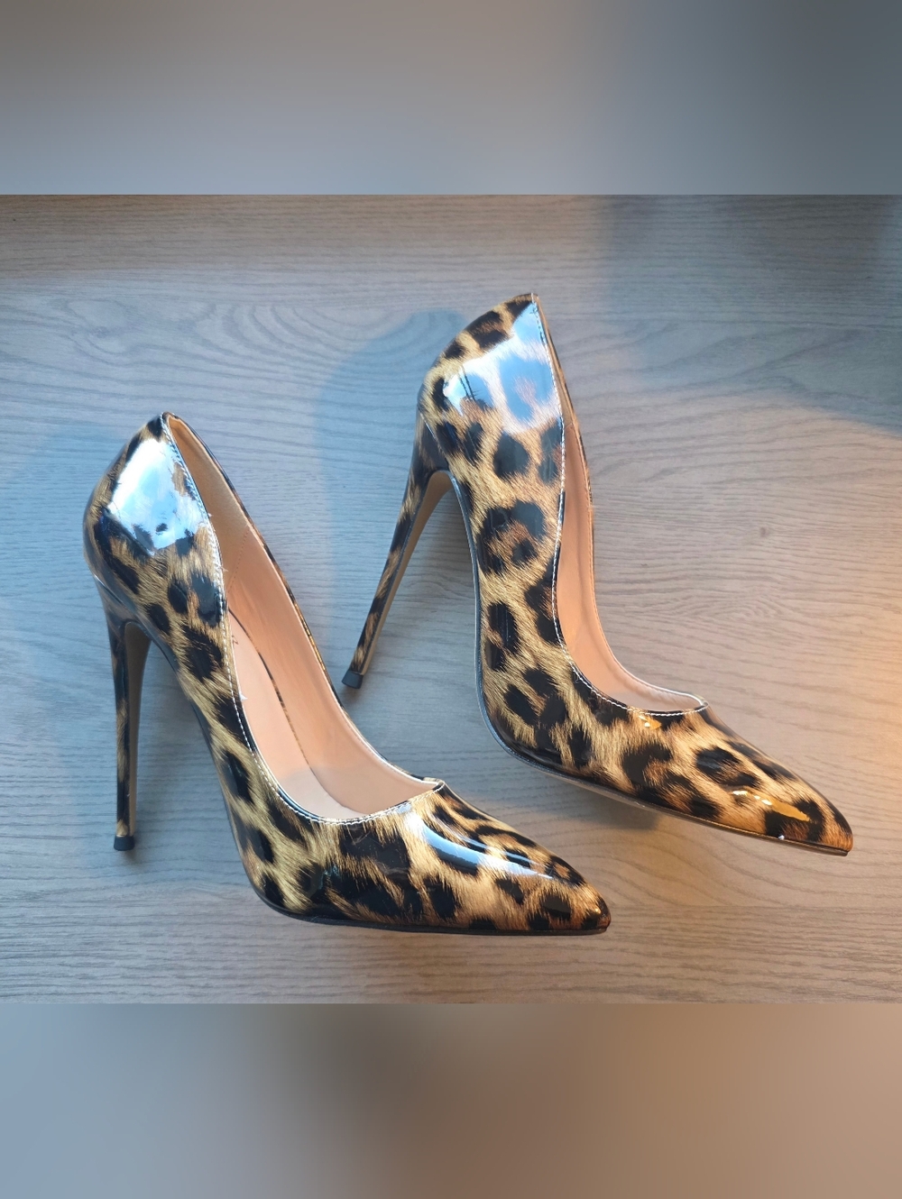 Leopard Print Pointed Toe Stiletto Heels - Brown/Black